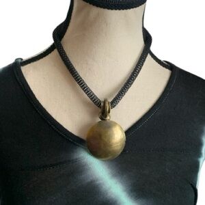 Vintage large brass pendant necklace